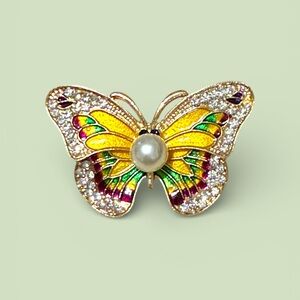 Nicole Vibrant Yellow and Green Butterfly Brooch
